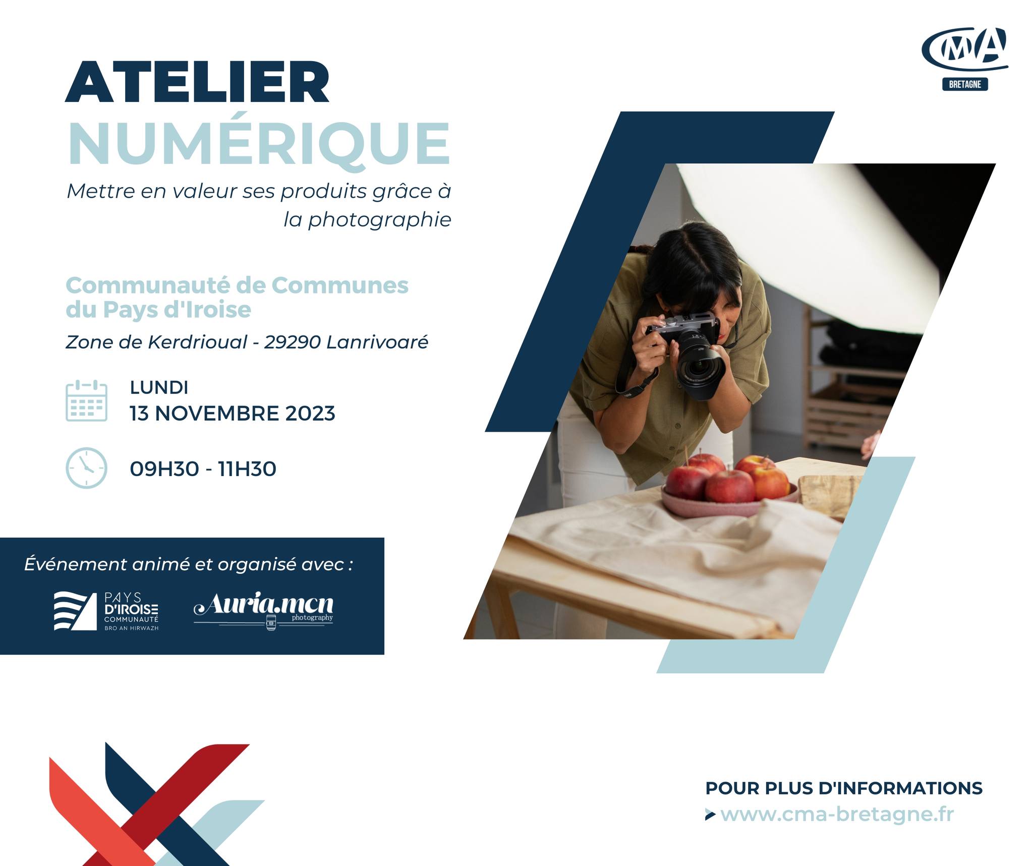 Affiche atelier numérique Mettre en valeur ses produits grâce à la photographie